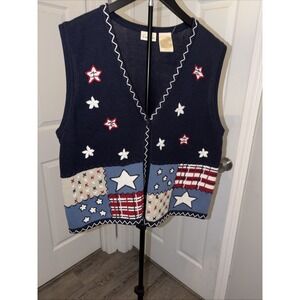 Vintage 90s Bobbie Brooks XL sweater Vest Americana Grannycore Teacher Layering